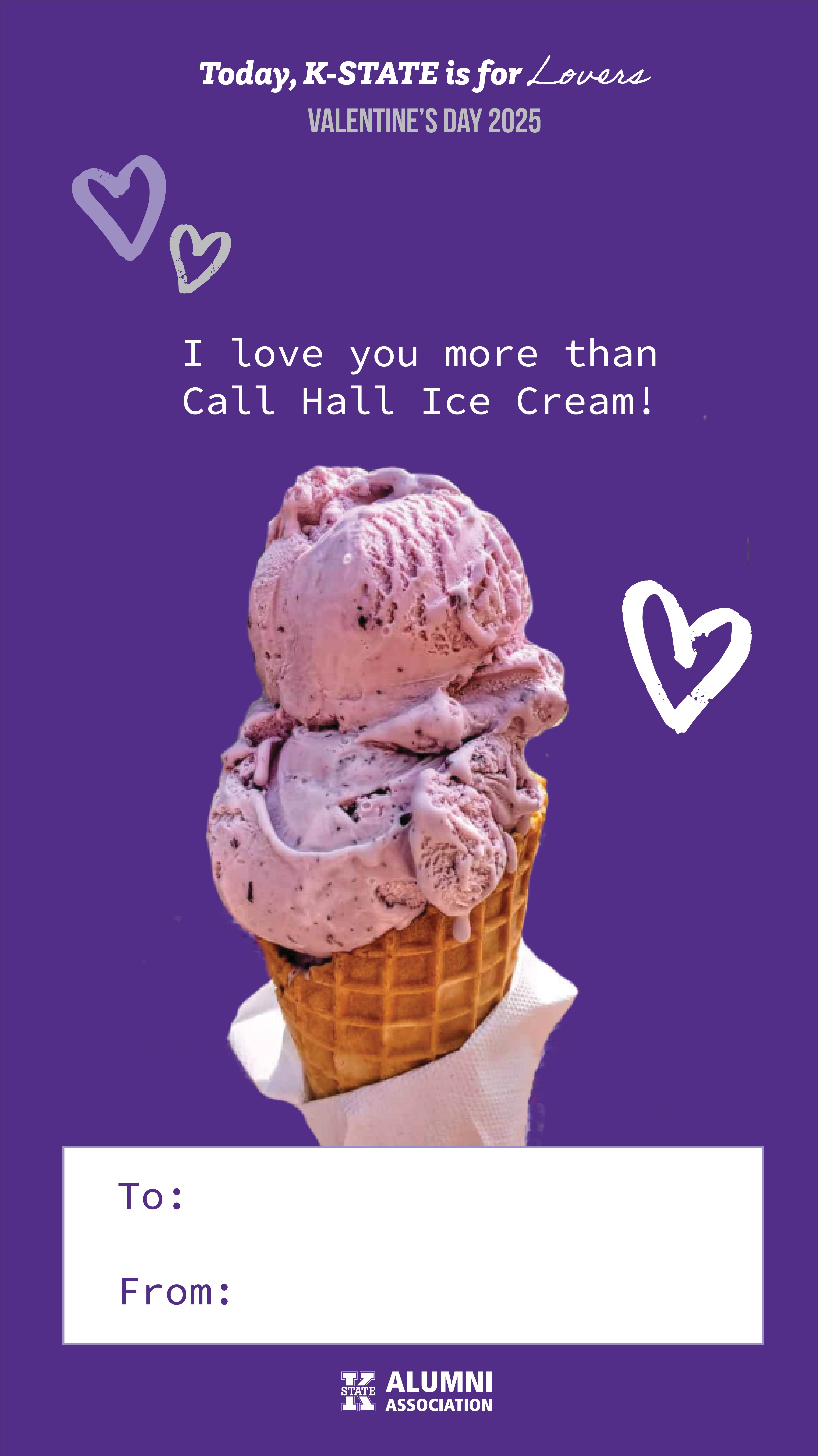 Valentine's card with Call Hall ice cream