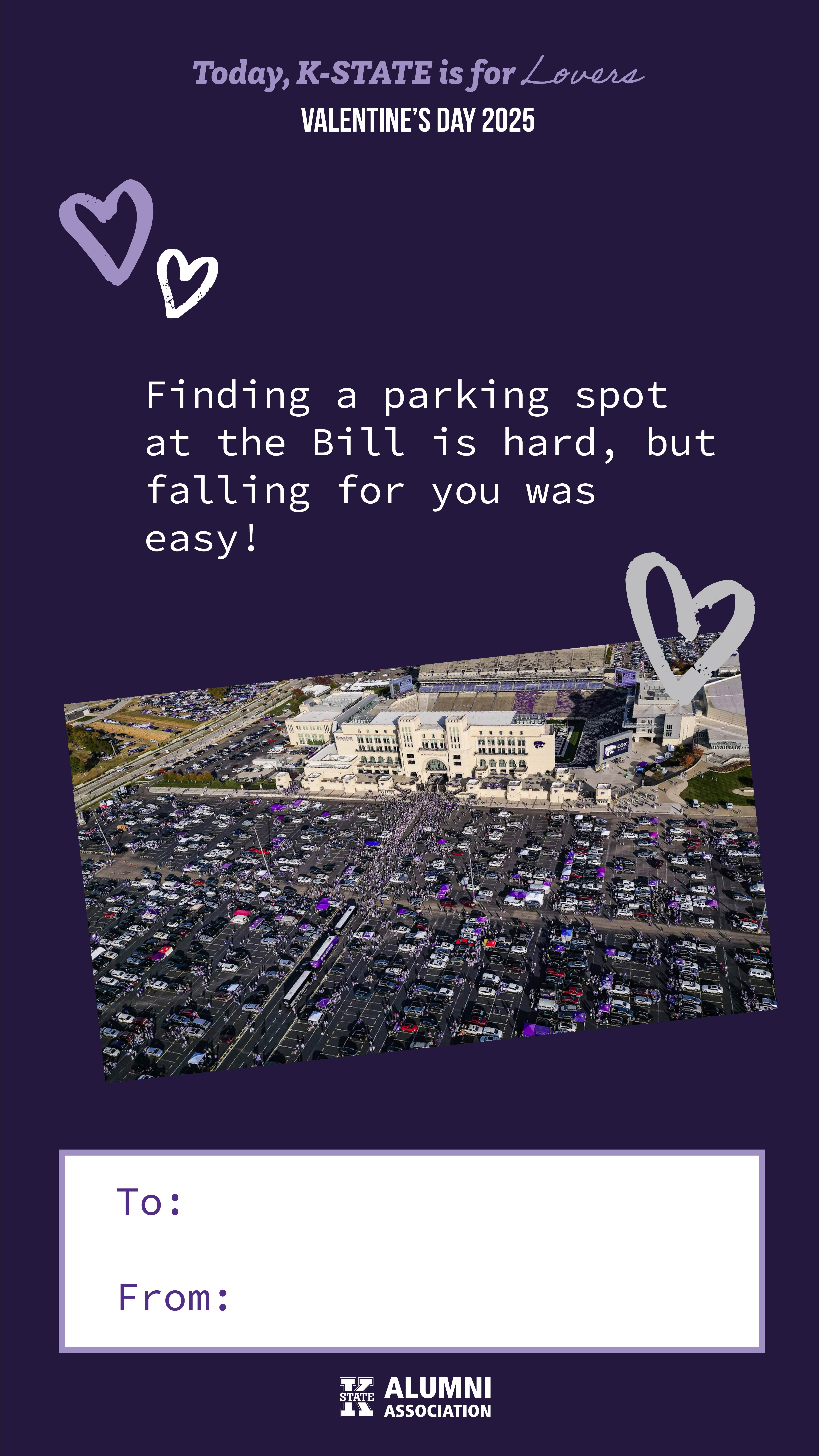 Valentine's card with Bill Snyder Family Stadium