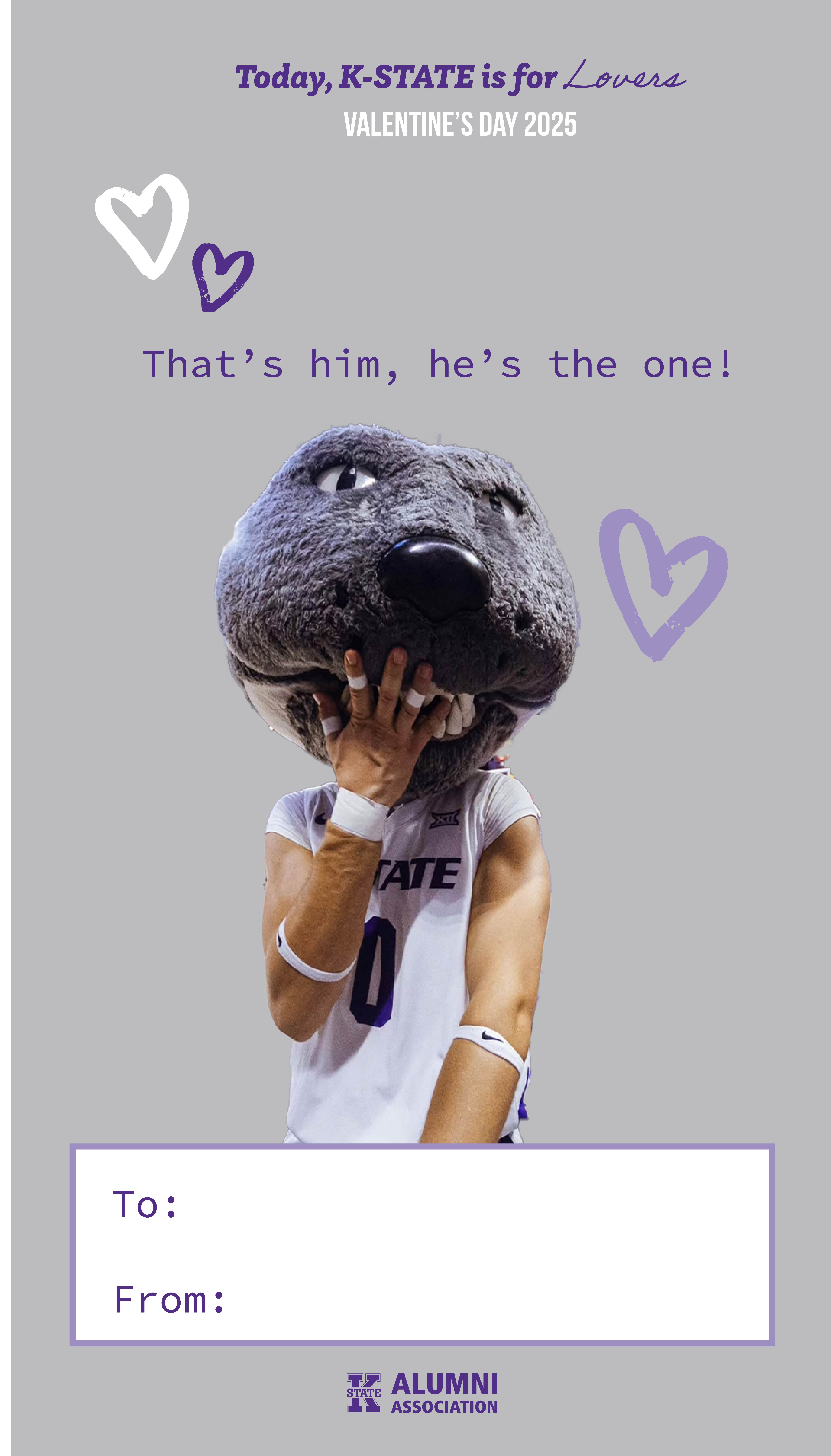 Valentines card with Willie the Wildcat